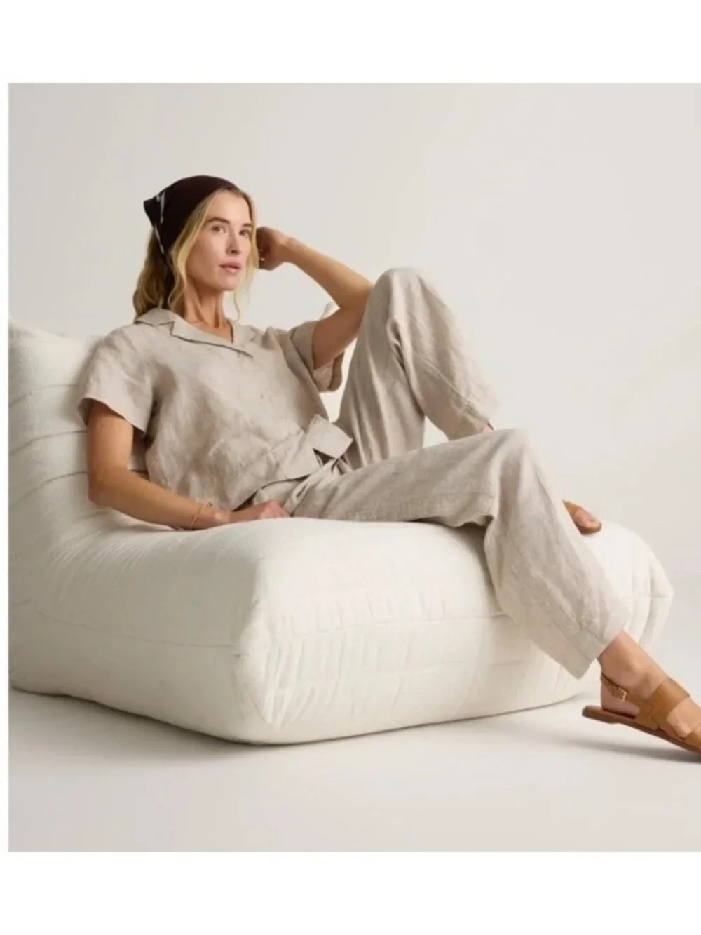 Quince 100% European Linen Wide Leg Cropped Pants Flax Womens Small Coastal NWT